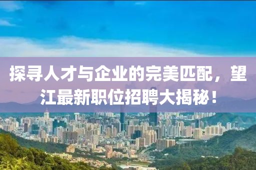 探尋人才與企業(yè)的完美匹配，望江最新職位招聘大揭秘！
