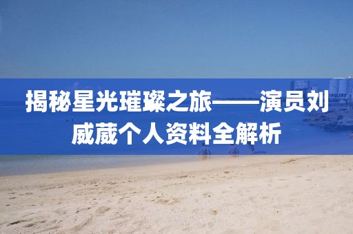 揭秘星光璀璨之旅——演員劉威葳個人資料全解析