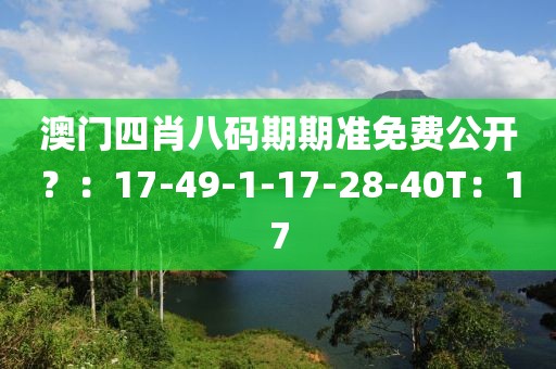 澳門四肖八碼期期準(zhǔn)免費(fèi)公開？：17-49-1-17-28-40T：17