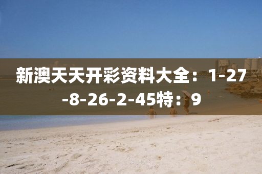 新澳天天開彩資料大全：1-27-8-26-2-45特：9